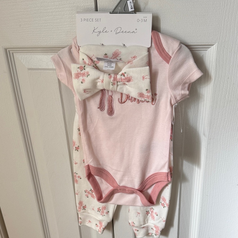 Pink Floral Baby Onesie Set